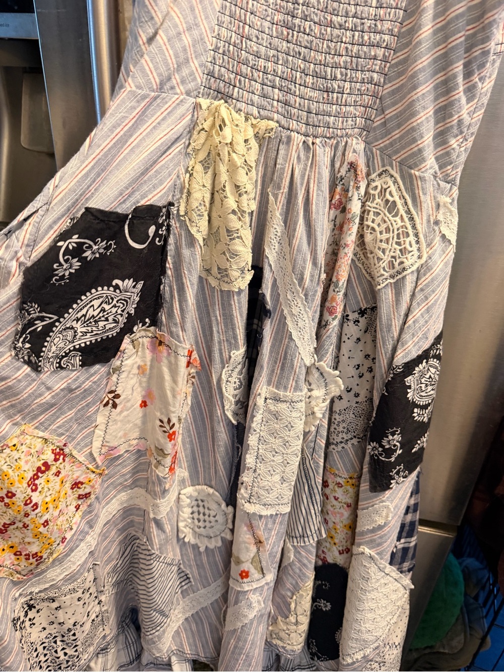 Pilcro Light Blue Striped Patchwork Button-Front Maxi Dress - Picture 4 of 16